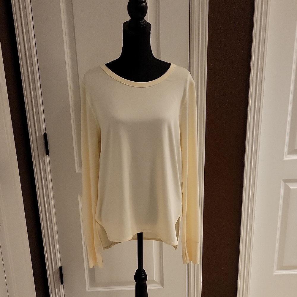 Varley Cream Long Sleeve Crewneck Top